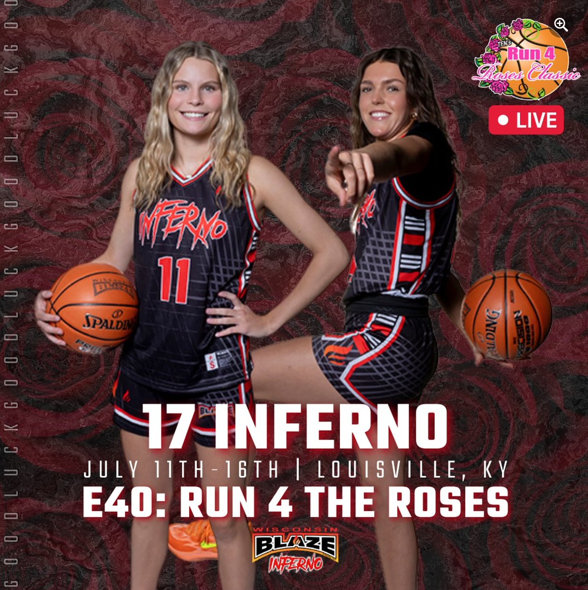 WisconsinBlaze's tweet photo. Good luck to our 16U-17U teams competing in the @Elite40League Run 4 The Roses tourney in Louisville, KY this weekend!
#wisconsinblaze #betheflame🔥 https://t.co/jmkNNn2jJk