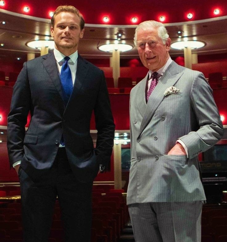 point_blank1959's tweet photo. Sam Heughan a host for HRH Prince Charles on his visit at Sam's Alma Mater May 2019. They both support the RCS as a cradle for new talents. Sam seemed a bit awkward- boyh hands in his pockets.🤣🤩🥰🤗 - Gerry Hudson @gerryhudson #SamHeughan #hrhprincecharles #theRCS https://t.co/uQ1F678uDO