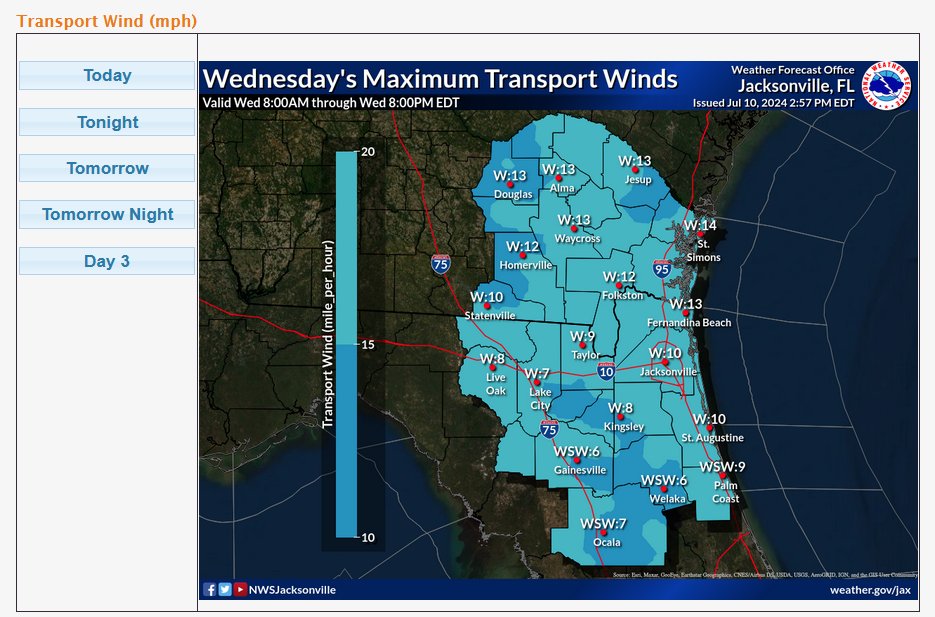 Bix_1999's tweet photo. @NWSJacksonville @NWS Sorry, both MinT and MaxT are showing outated from #11

#12 Mixing Height
#13 Transport Winds
#14 Wind 20ft Morning https://t.co/XZtC8kSbRI