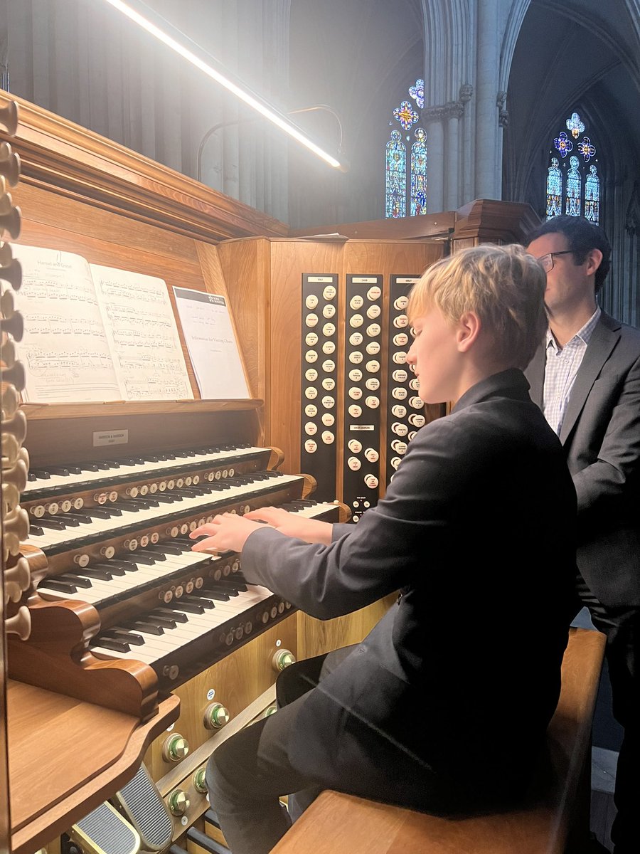 STEMeducationUK's tweet photo. Only 3 evensongs to go and a once in a lifetime chance to play the Grand Organ at York Minster. His piano teacher @STP8_13Music would have been very proud. Who knows what we might have started! Feeling rather emotional now…#choristerlife https://t.co/yn9qT6SoJX