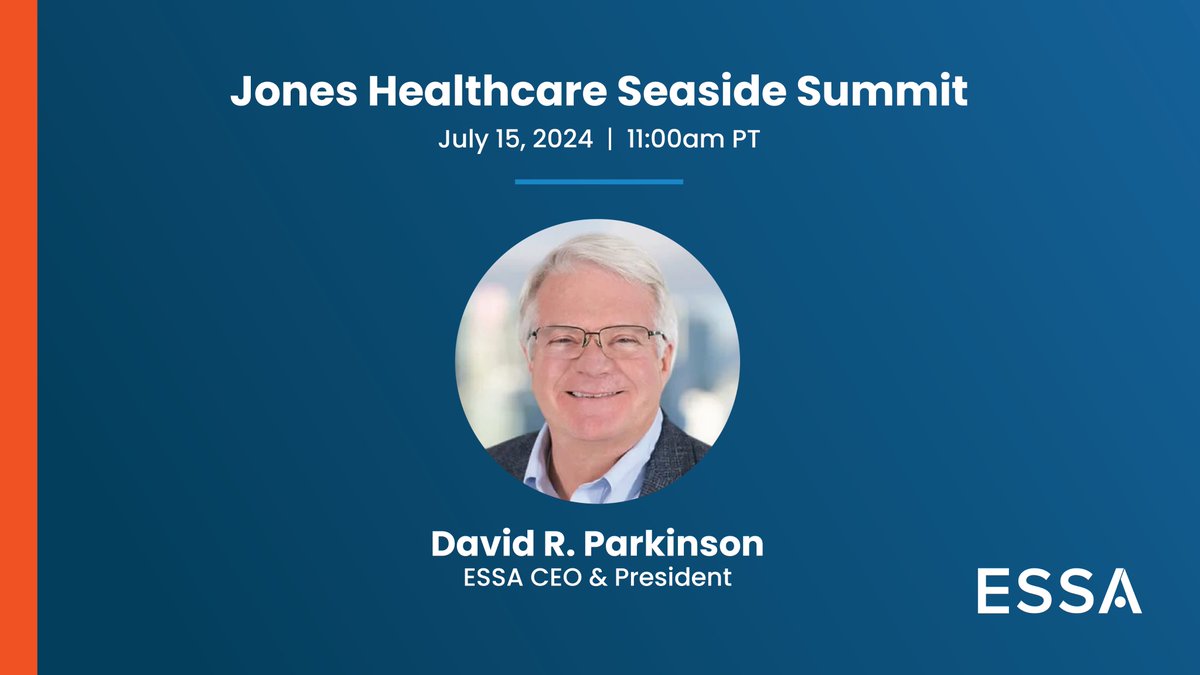 Tomorrow, ESSA CEO &amp; President David R. Parkinson will present at the Jones Healthcare Seaside Summit. A link to the live webcast is available on the Events and Presentations section of the ESSA website: bit.ly/3S2NEIk