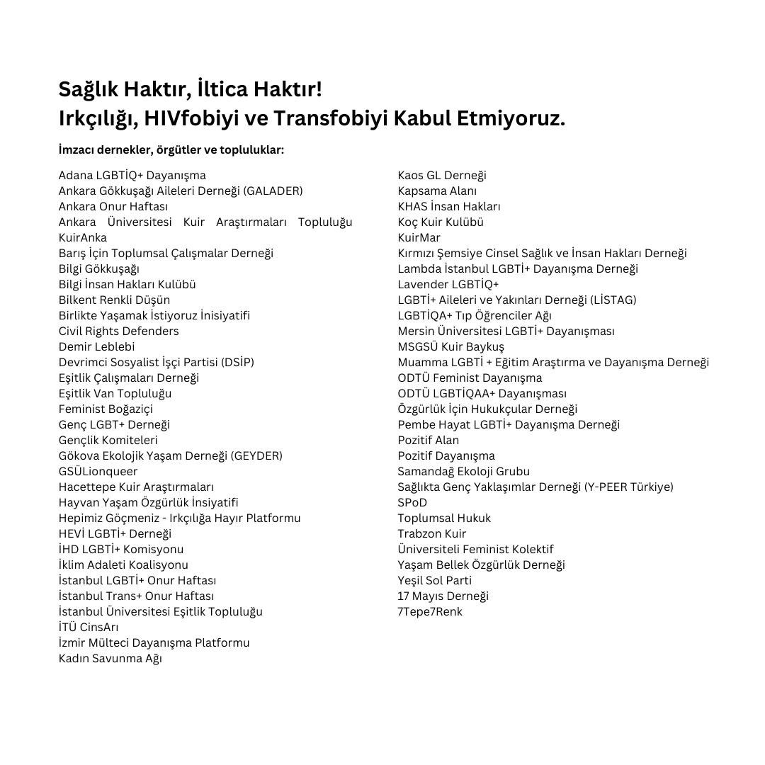 Sağlık Haktır, İltica Haktır! 

Irkçılığı, HIVfobiyi ve Transfobiyi Kabul Etmiyoruz!