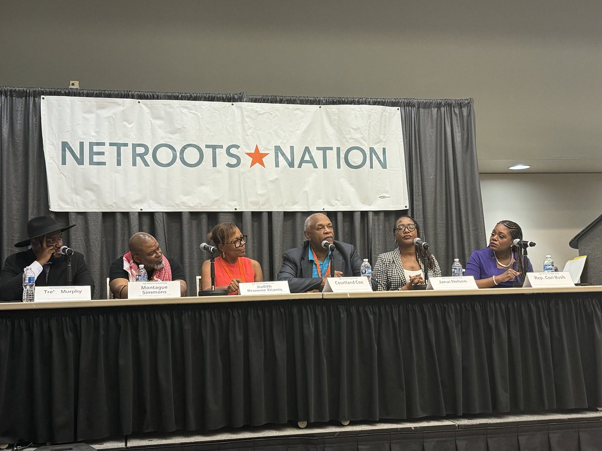 JNelsonLDF's tweet image. Who has the power to define the future of our multiracial democracy? That’s the Q we tackled at the #NetrootsNation24 panel w/ Rep. ⁦@CoriBush⁩ ⁦@jbrownedianis⁩ ⁦@CoxCourtland⁩ ⁦@TreMurphy⁩ &amp;amp; #M4BL’s Montague Simmons. And the resounding response is: WE DO!