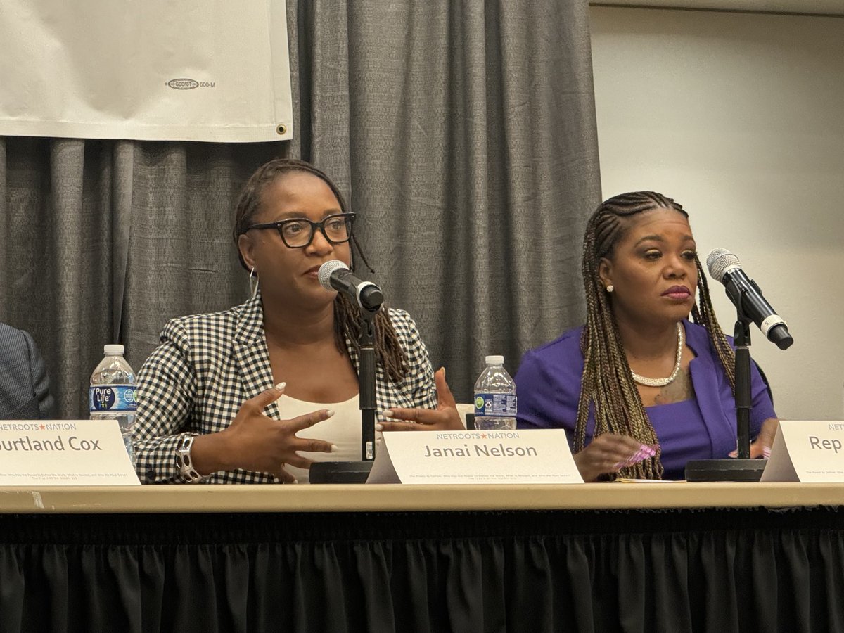 JNelsonLDF's tweet image. Who has the power to define the future of our multiracial democracy? That’s the Q we tackled at the #NetrootsNation24 panel w/ Rep. ⁦@CoriBush⁩ ⁦@jbrownedianis⁩ ⁦@CoxCourtland⁩ ⁦@TreMurphy⁩ &amp;amp; #M4BL’s Montague Simmons. And the resounding response is: WE DO!