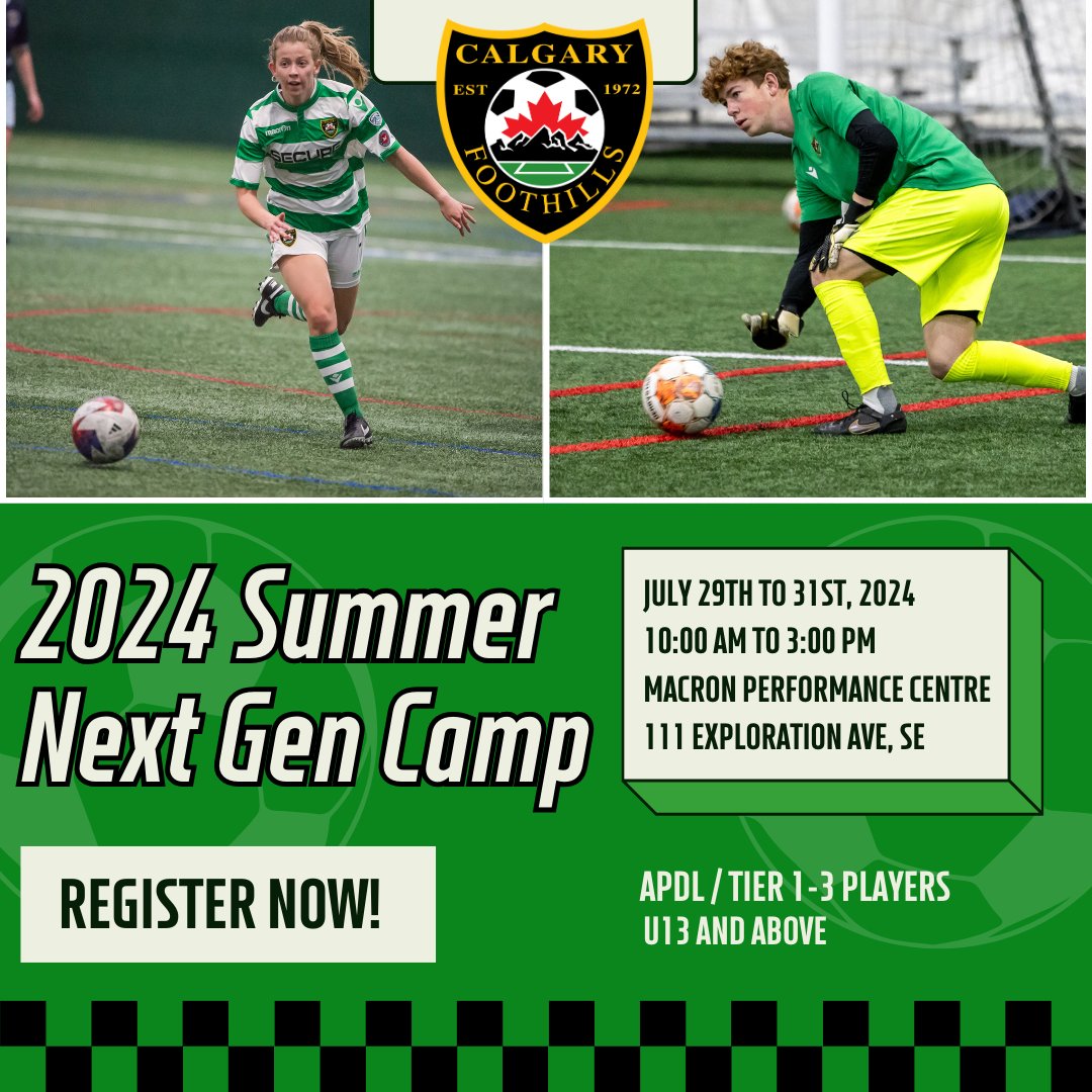 Join us for the Foothills Next Gen Summer Camp from July 29th to 31st, 2024! Tailored for Tier 1-3 players, this camp enhances advanced skills, tactical understanding, and peak performance, led by our full-time coaching staff.

gofoothills.ca/take-your-game…

#YYC #Calgary #YouthSoccer