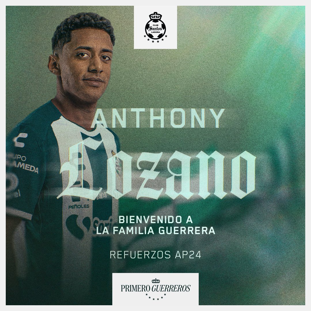 ClubSantos's tweet photo. Anthony Lozano se integra de manera oficial a los guerreros del Club Santos Laguna.

¡BIENVENIDO, CHOCO! 🇭🇳⚔️ #PrimeroGuerreros

🗞️ https://t.co/pPfYgjxjzW