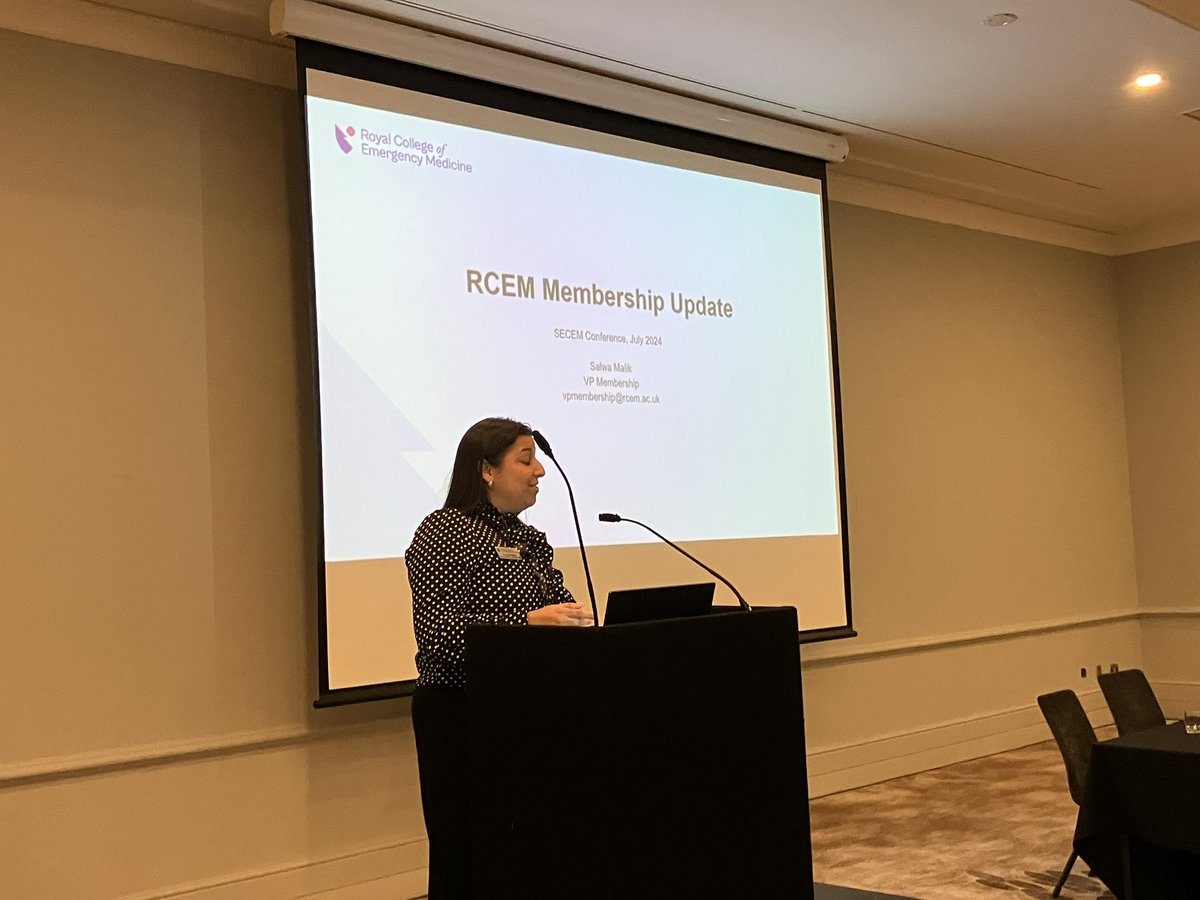 RCEMevents's tweet photo. Dr Salwa Malik @RCEMvp_Salwa begins the final session of today’s #SECEM event with a membership update 🟣
It has been a wonderful day, full of educational talks, networking and hands-on practical sessions even if the sun didn’t quite make it out 😎 https://t.co/IwzVkzcThP