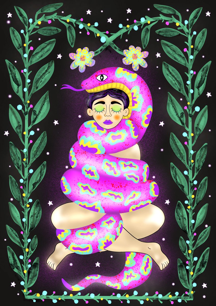 Gm wild people! I share my work with you to participate in the #Share4Tez event, available at <a href="/objktcom/">objkt</a> 
. 
10 ed / 3 $xtz

Title: Night serpent
Collection: Animal spirit

Link below!!