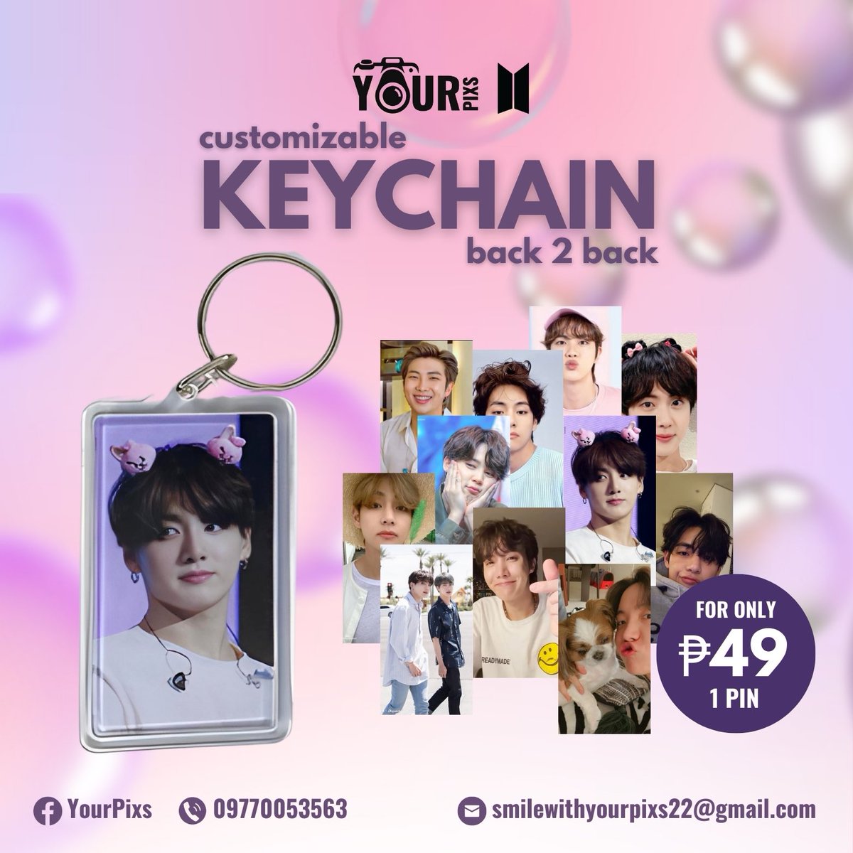 YourPixs's tweet photo. Visit our booth for a surprise kit pack, button pins, bobblehead clips, and keychains! See you there, ARMY! 💜✨ 

#smilewithyourpixs
#momentsmakememories
#ARMYCavite
#steeldecadewithbts
#bulletproofexperiencewithacf
#BTSARMYatMallOfAsia https://t.co/2luUBX6qSc