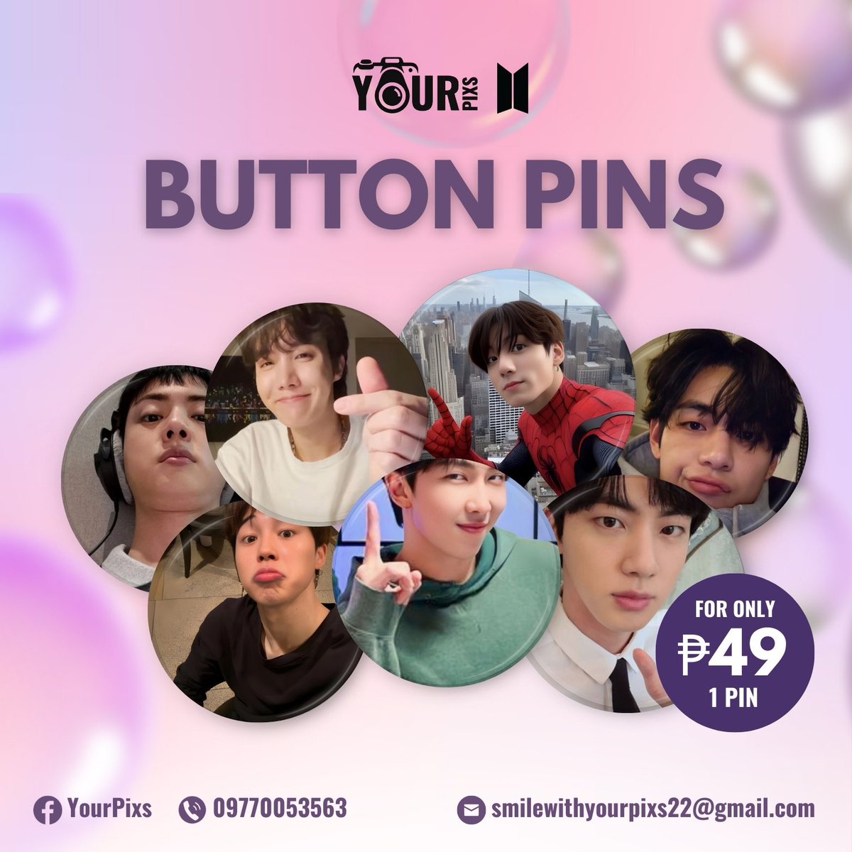 YourPixs's tweet photo. Visit our booth for a surprise kit pack, button pins, bobblehead clips, and keychains! See you there, ARMY! 💜✨ 

#smilewithyourpixs
#momentsmakememories
#ARMYCavite
#steeldecadewithbts
#bulletproofexperiencewithacf
#BTSARMYatMallOfAsia https://t.co/2luUBX6qSc