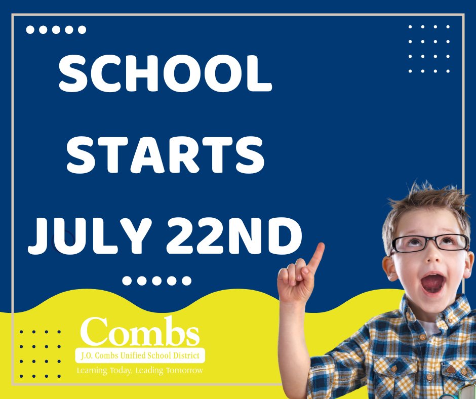 JOCombsUSD's tweet photo. School starts Monday, July 22nd.... we can't wait to see you
#CombsProud #Combsschool #school https://t.co/kutJa9EQ1B