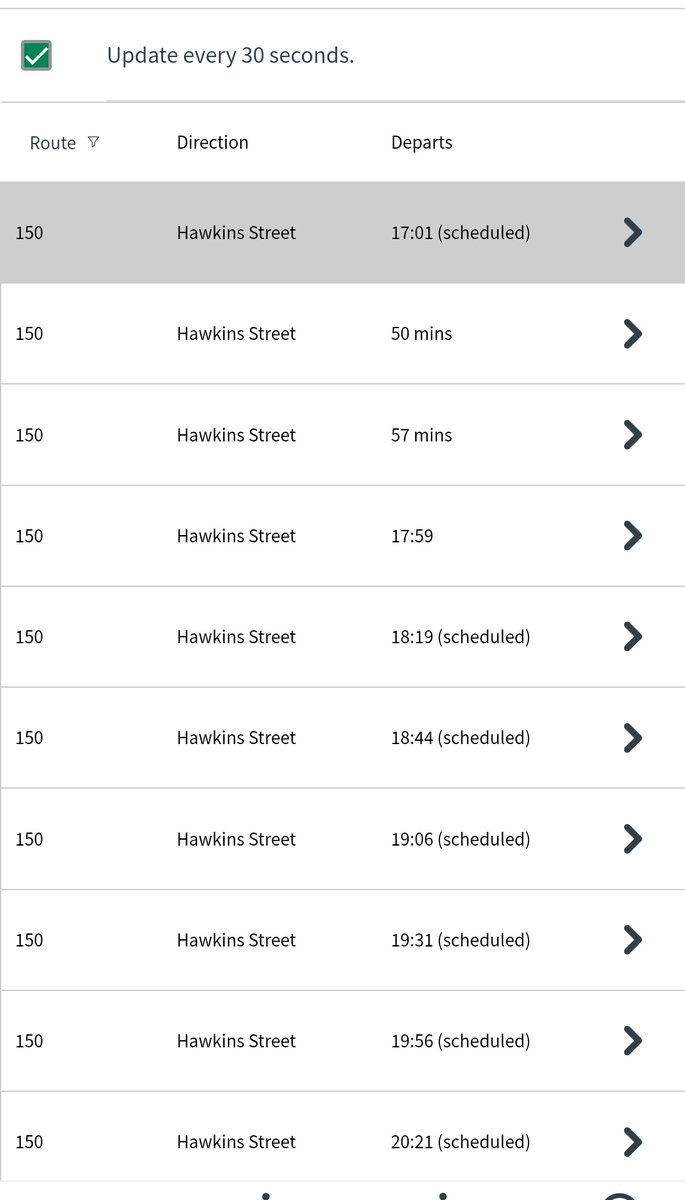 There needs to be an <a href="/rte/">RTÉ</a> Primetime investigates into the 150 bus route and where all the buses are and/or and <a href="/RTEdoconone/">RTÉ Documentary On One</a>. 
<a href="/dublinbusnews/">dublinbusnews</a> also it seems like if it has scheduled beside it, it's highly unlikely it will show up.