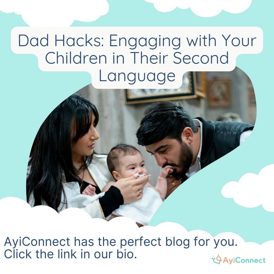 AyiConnect's tweet image. Dads, feeling lost in your child's second language? This blog is packed with dad-approved hacks to connect with your kids & build a stronger bond! Learn about games, songs & more! Check our blog here: ayiconnection.com/blog/dad-hacks… #BilingualDad #LanguageLearningFun #AyiConnect