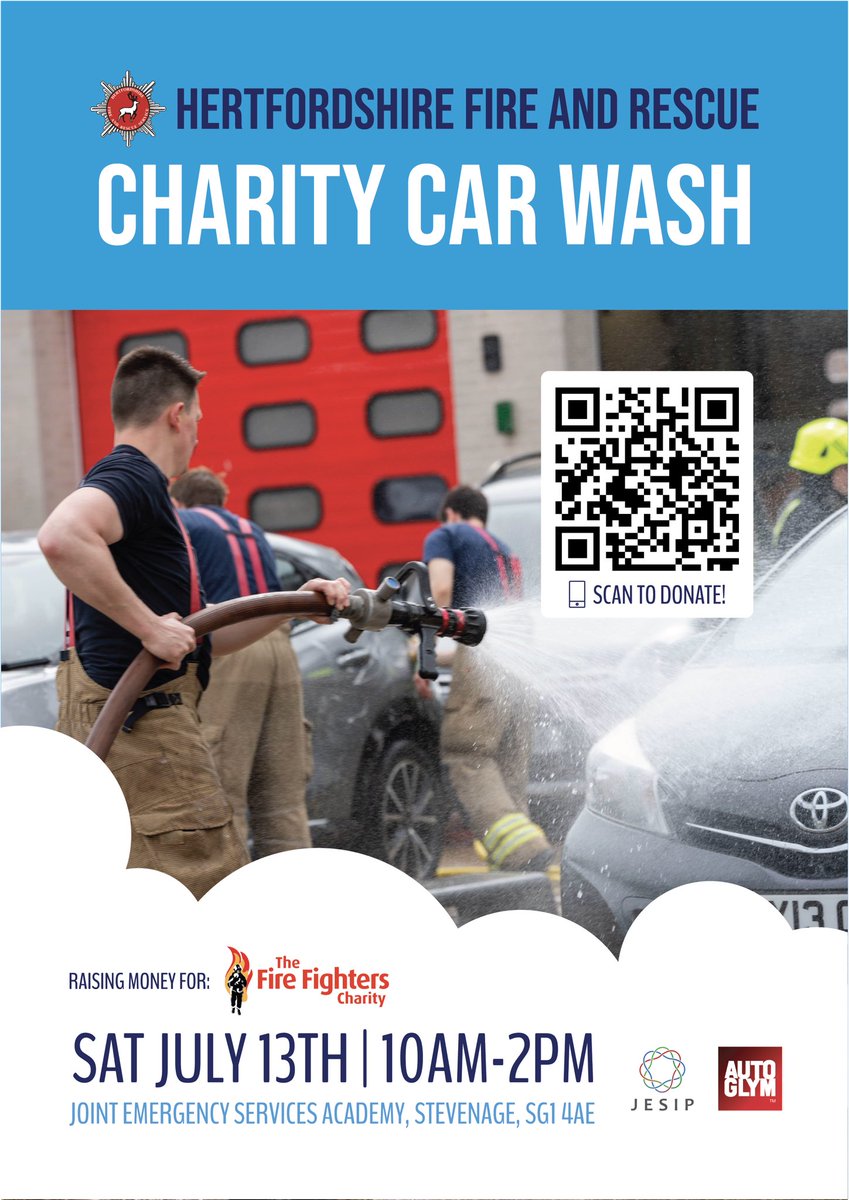 JESA_HFRS's tweet photo. Working at the Car Wash 🎵💧
That’s what our Firefighter trainees will be doing tomorrow to raise money for the @firefighters999 come down to our Training Centre in Stevenage to support the charity and leave with a sparkling clean car 🚗🔥 https://t.co/cMKrdez0qK