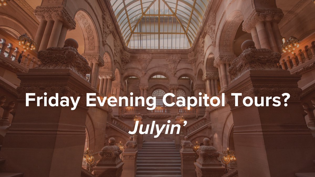 NYS_OGS's tweet image. Friday Evening Capitol Tours? #Julyin&apos; 😎

It&apos;s true! #GetOffline and get on a NEW Friday Evening Capitol Tour, the &apos;building block&apos; of a great weekend.

🗓️ Every Friday | 5:30 pm
📍 State Street Lobby | FREE!
ℹ️ on.ny.gov/CapitolTours