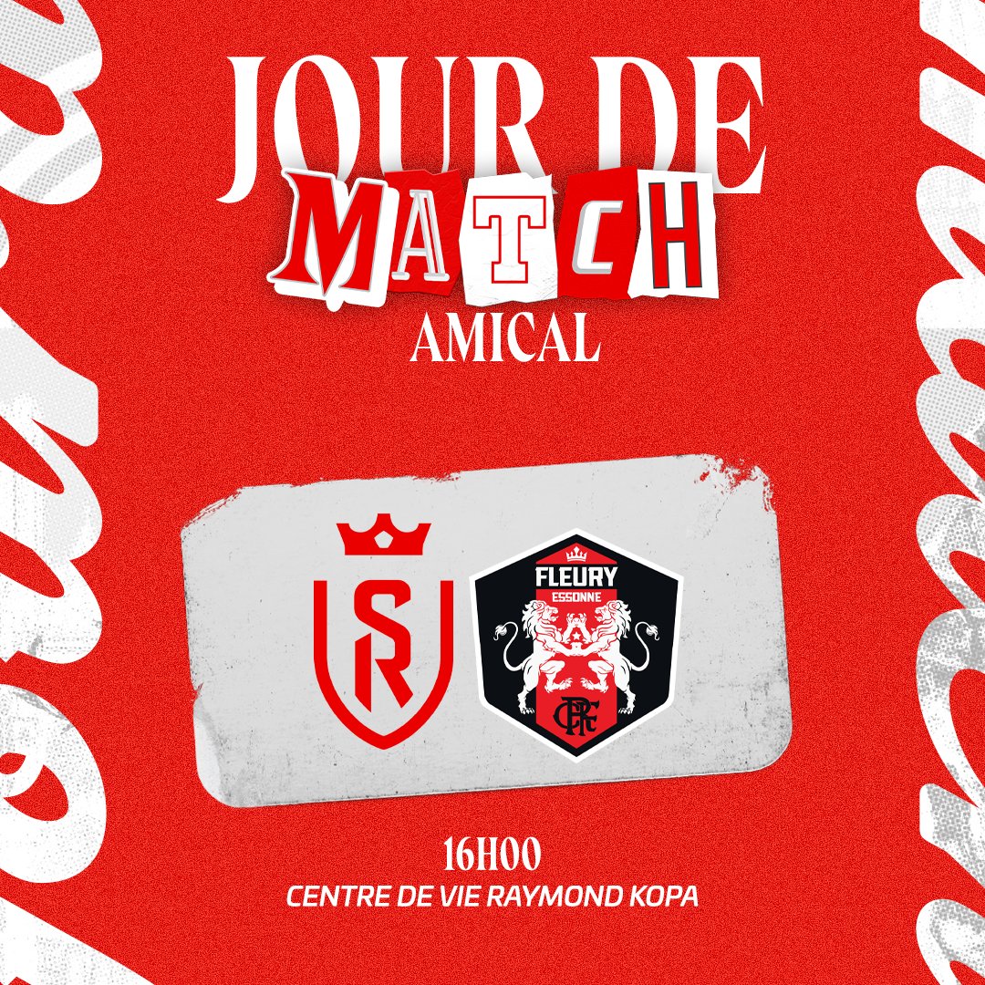 StadeDeReims's tweet photo. ⚽️ 𝙅𝙊𝙐𝙍 𝘿𝙀 𝙈𝘼𝙏𝘾𝙃 ⚽️

🔛 Premier match de cette pré-saison pour nos 🔴&amp;⚪️ qui reçoivent le 𝗙𝗖 𝗙𝗹𝗲𝘂𝗿𝘆 𝟵𝟭 ! 🔥

#TeamSDR #SDRFCF91 https://t.co/xZLQdy4Fow