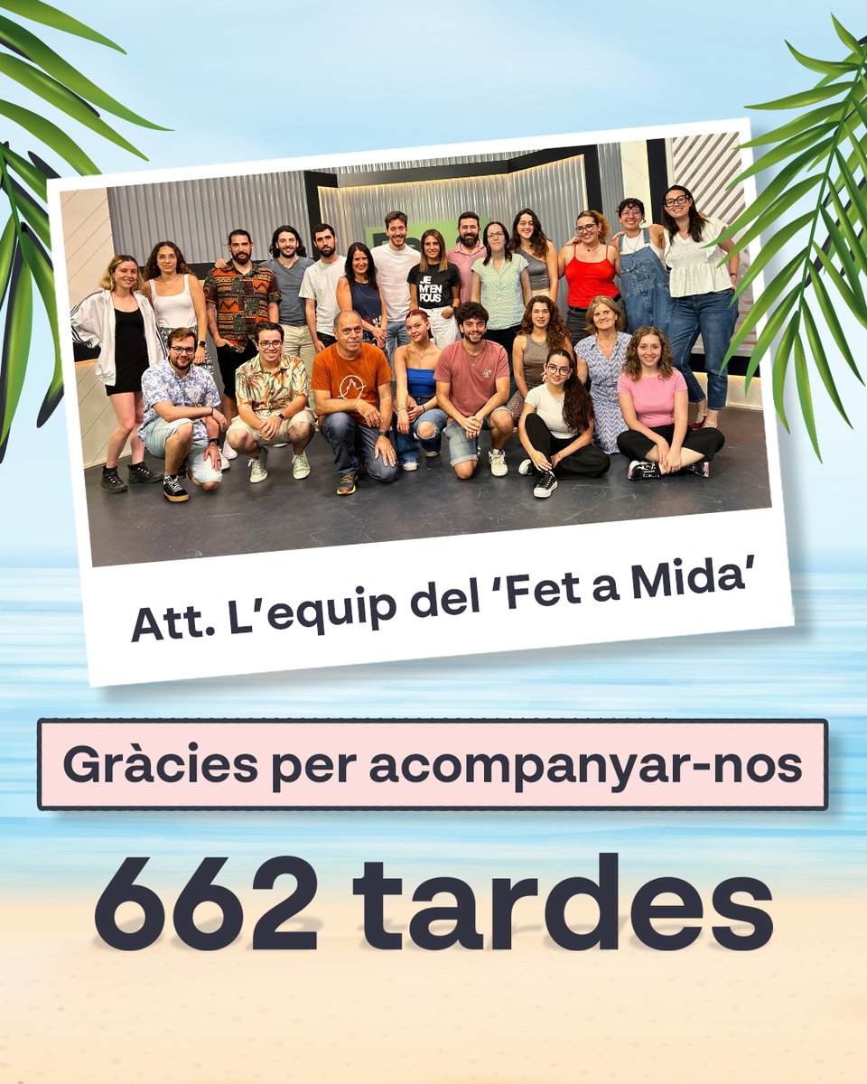 👋 El 'Fet a Mida' s'acomiada per sempre. Han estat quatre temporades, 662 programes, en què esperem haver-vos fet passar les tardes de la millor manera possible. Només ens queda agrair-vos la confiança. 

Bon estiu, bones vacances i fins aviat!

Att. L'equip del #FetAMida 😘