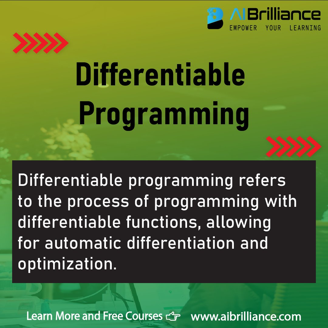 AIBrilliance1's tweet image. Dive into Differentiable Programming for advanced AI and machine learning. Unlock optimization and new possibilities. 🧠✨ #DifferentiableProgramming #AI #MachineLearning #LearnMore
Learn More at aibrilliance.com
