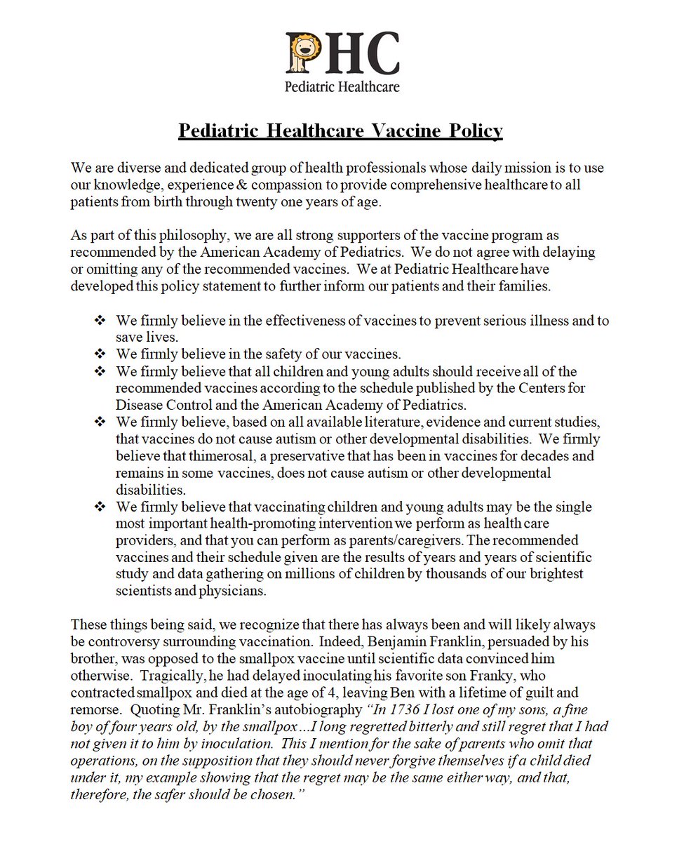 RealLOCOParents's tweet photo. 🚨The doctors at Pediatric Healthcare in Leesburg, VA want you to know that if you refuse ANY vaccine for your child that you will have to find another practice.
Home (https://t.co/BQ66e8yNzk) https://t.co/SzKV0HC6Ej