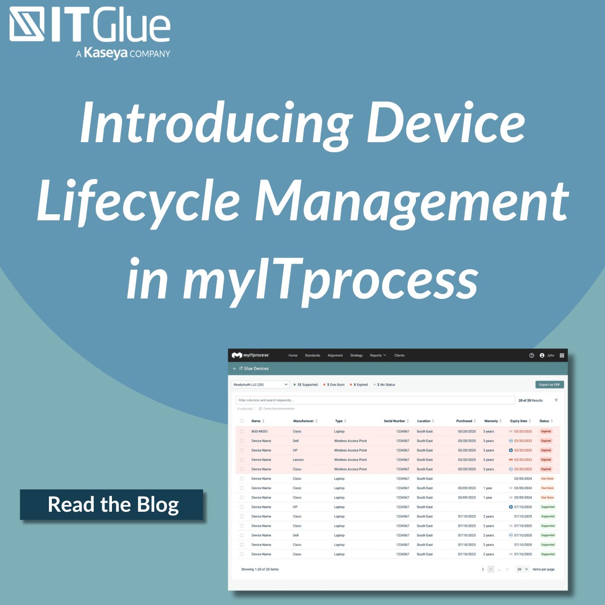 itglue's tweet image. Discover how Device Lifecycle Management in myITprocess enhances MSPs' ability to optimize hardware warranties, improve device performance, manage costs, &amp;amp; bolster client security, ultimately elevating the client experience.

🔗bit.ly/4ckyxlC

#myITprocess #ITGlue