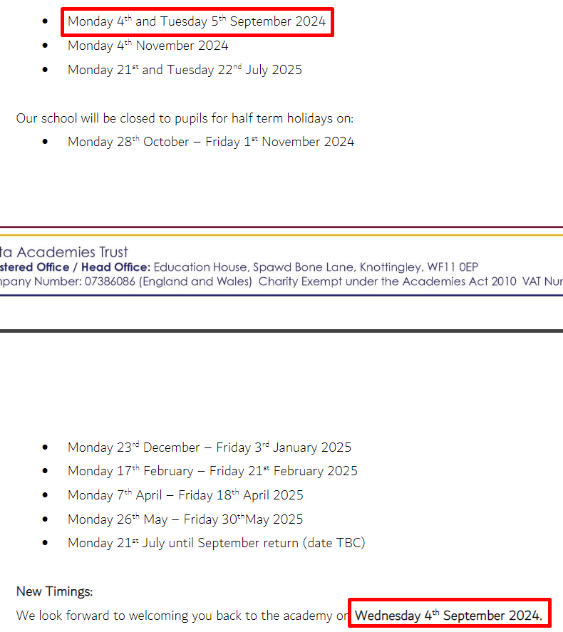 Boltonsquad's tweet photo. @DeltaGoldthorpe Can you confirm the correct dates, I'm guessing 2nd and 3rd are inset days then back on the 4th. https://t.co/Mnwbe56NnX