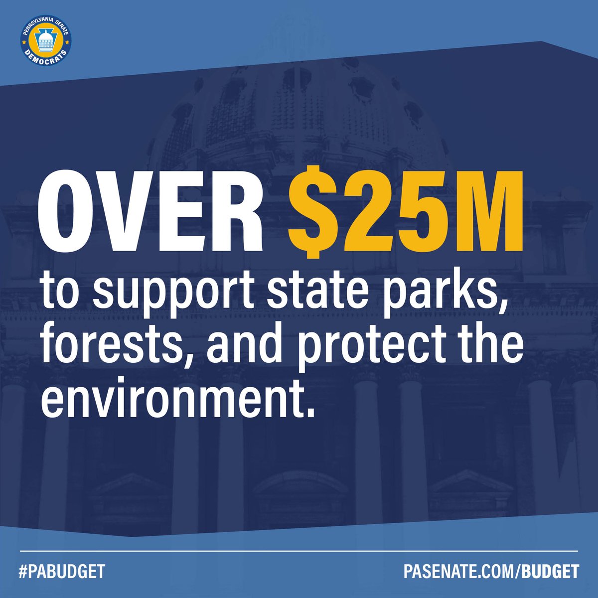 The 2024-2025 #PAbudget sets aside over $25 million to support our state parks and forests as well as protect our environment.

Learn more about the budget by visiting PASenate.com/budget.