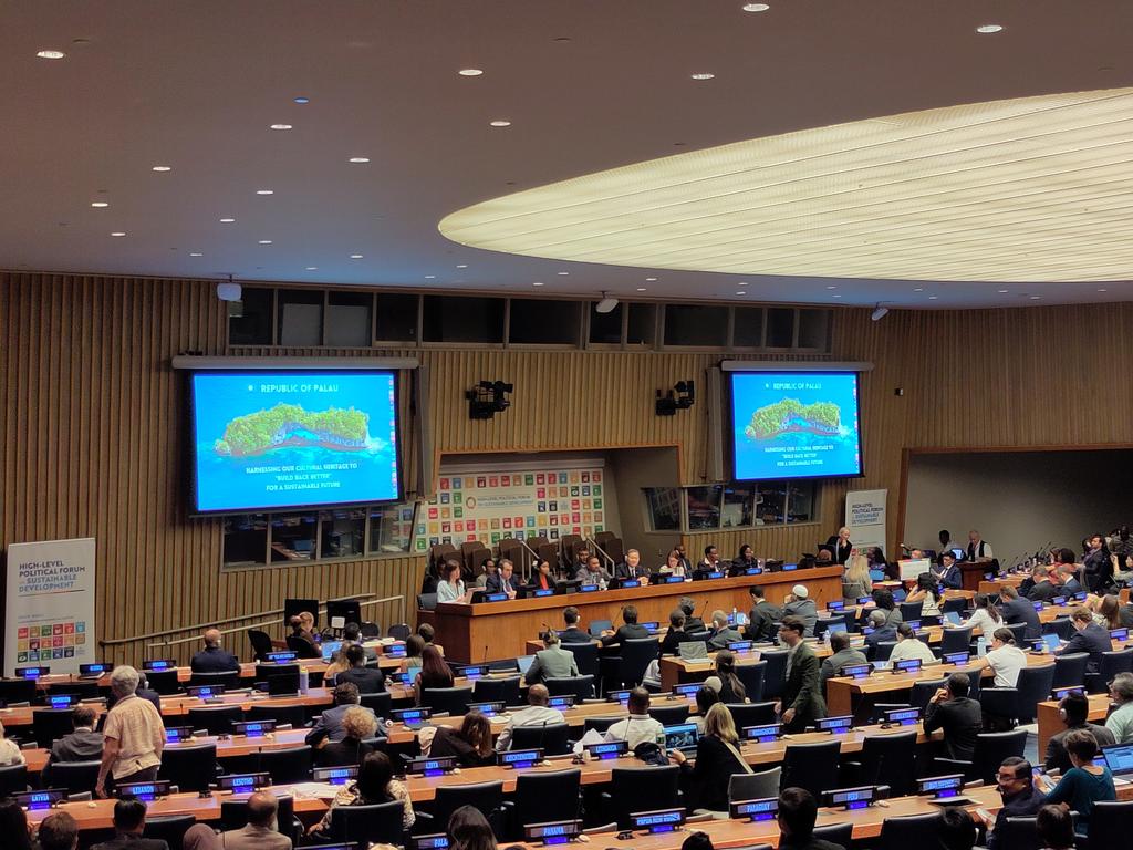 The first #VoluntaryNationalReview of #hlpf2024 is a strong one, from #Palau🇵🇼, which underlines the role of #culture as the first of five core pillars of #SustainableDevelopment - a really deep and valuable exploration of how #culture drives development