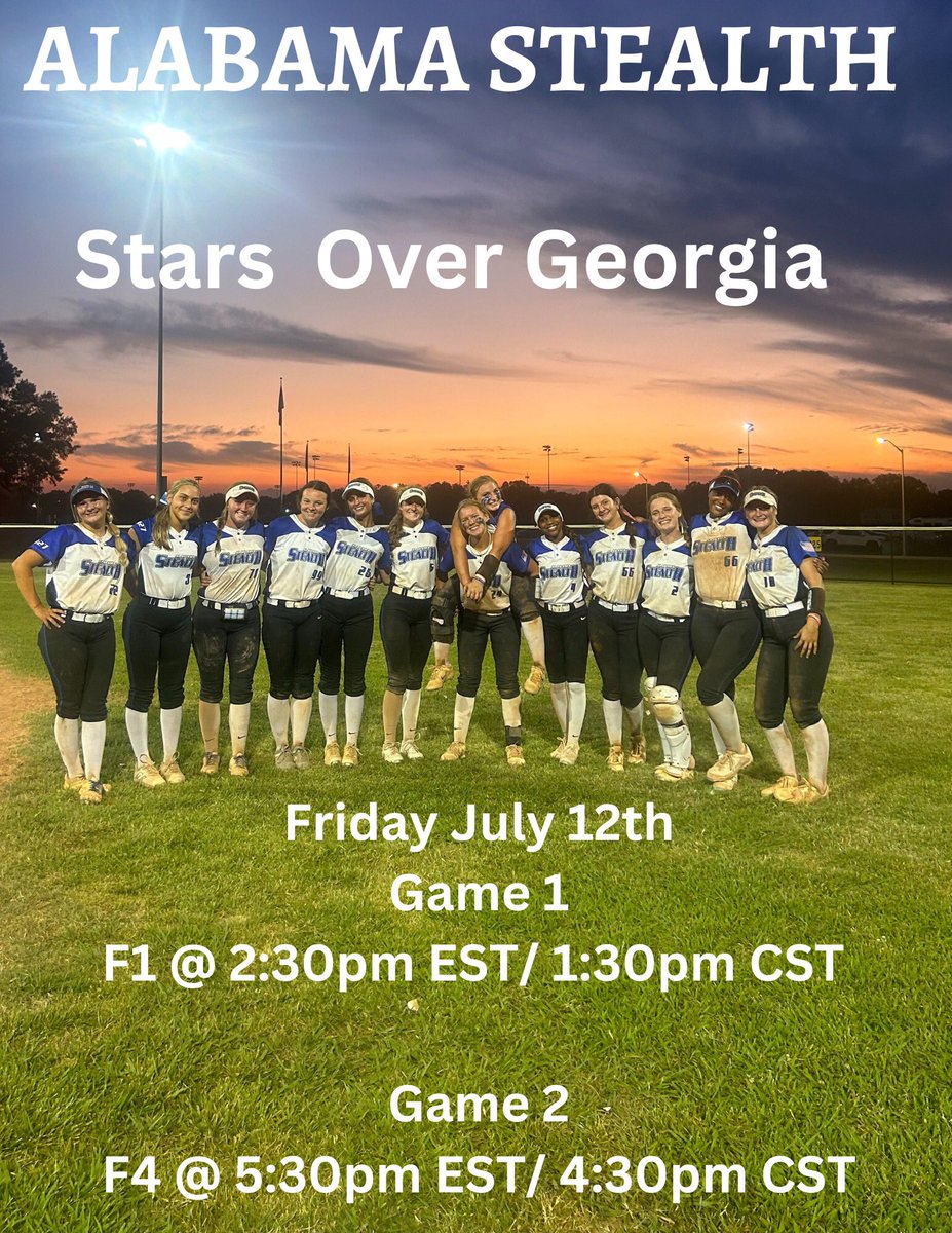 AlabamaStealth's tweet photo. Day 1 at Stars over Georgia!  Coaches come watch some softball! #starsoverga https://t.co/VLU4CT77pg