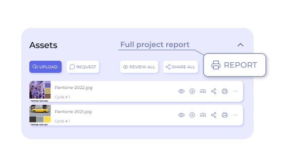 ApprovalStudio's tweet photo. One of the critical #ApprovalStudioFeatures for progress tracking is PDF proof reports. You can generate a comprehensive and detailed design review report on a specific asset or the whole project whenever you need it.
Our report is a file that contains all the information possible on the project, specific assets, and each of the design versions that were uploaded and proofed in your design review and approval process. You can use it to analyze and improve your online design collaboration.
✅Get a Detailed Summary
The reports include exhaustive information about the project.
✅Evaluate Project Flow
They can be used to analyze the work on projects and assets.
✅Share the Data
The report data can be shared with the stakeholders & clients.
The most important thing is that every completed action is logged (which can be handy when presenting to your clients the decision-making process and their change requests).
Learn more about this feature:
https://t.co/ctt7M0ZOvY
#proofing #report #design