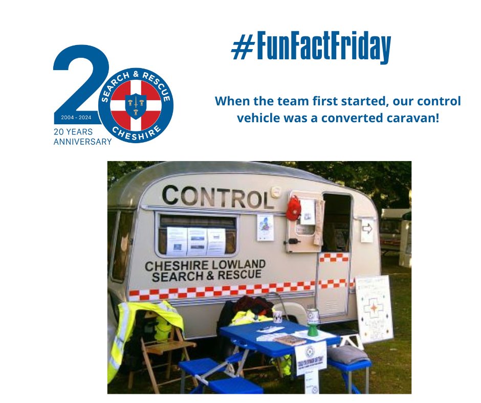 CheshireSar's tweet photo. We've been having a look in the archives for #FunFactFriday
When the team first started, our control vehicle was a converted caravan!
Thanks to lots of hard work and dedicated fundraising over the years, our control vehicle is now a Mercedes 4x4 Sprinter
#CSARIs20 #Mercedes #4x4 https://t.co/jRzn4YDEGW
