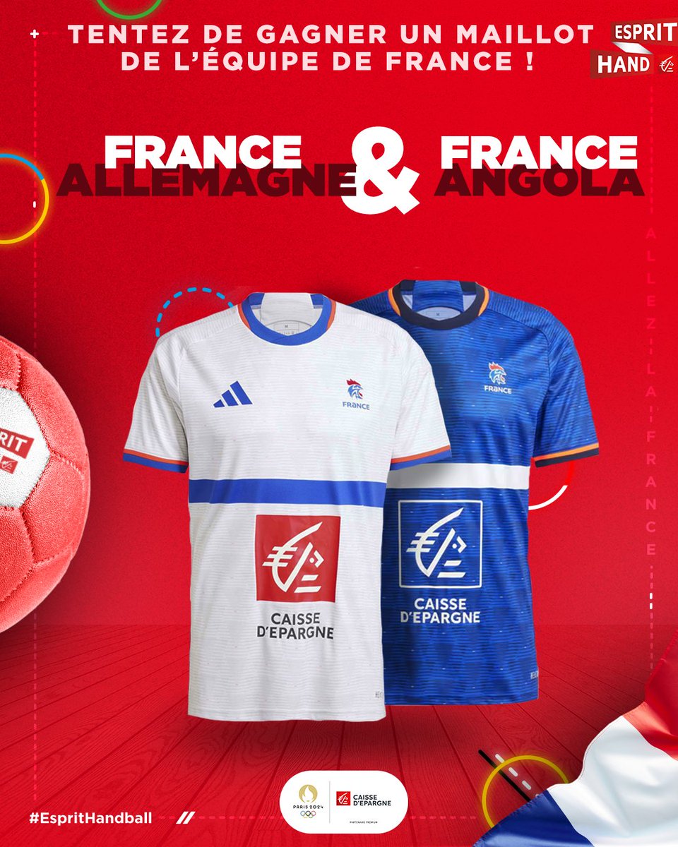 EspritHandball's tweet photo. #VousEtreUtile
On vous offre un nouveau maillot de @FRAHandball 🇫🇷 à l'occasion de #FRAALL et #FRAANG 🤩 
Follow + RT pour participer au tirage au sort qui aura lieu à la fin de France - Angola ! 🤞 
#EspritHandball https://t.co/b96IvaZ5OM