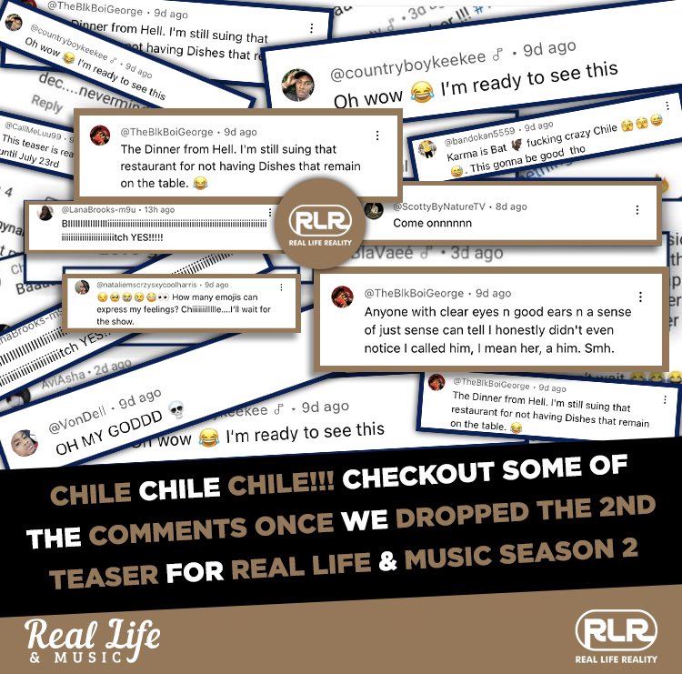 realliferealtv's tweet image. ✨CHILE CHILE CHILE! IT’S ALWAYS THE COMMENT SECTIONS FOR ME🫣😂😩

✨Real Life &amp;amp; Music Season 2 Starts July 23rd 2024. 

✨Subscribe To Real Life Reality YouTube Channel To Watch LIVE‼️

#reallifereality #commentsections #rlam #music #reallifeandmusic #youtube #season2 #july23rd