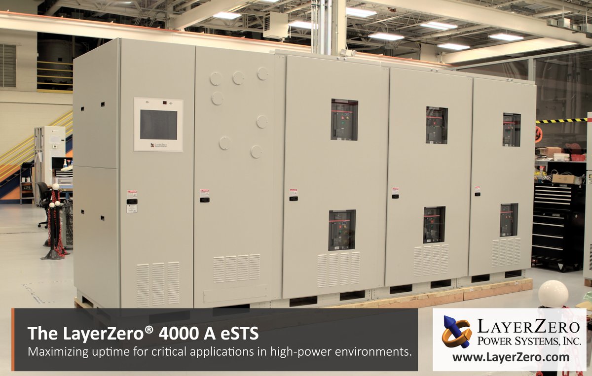 LayerZero's tweet photo. A LayerZero® 4000 A static transfer switch can keep your critical equipment running by seamlessly switching to a backup power source in milliseconds!  #uptime #powerprotection #datacenters #LayerZero #LZPS #STS #resiliency 💪#LayerZeroPower https://t.co/nx17PqxL9B