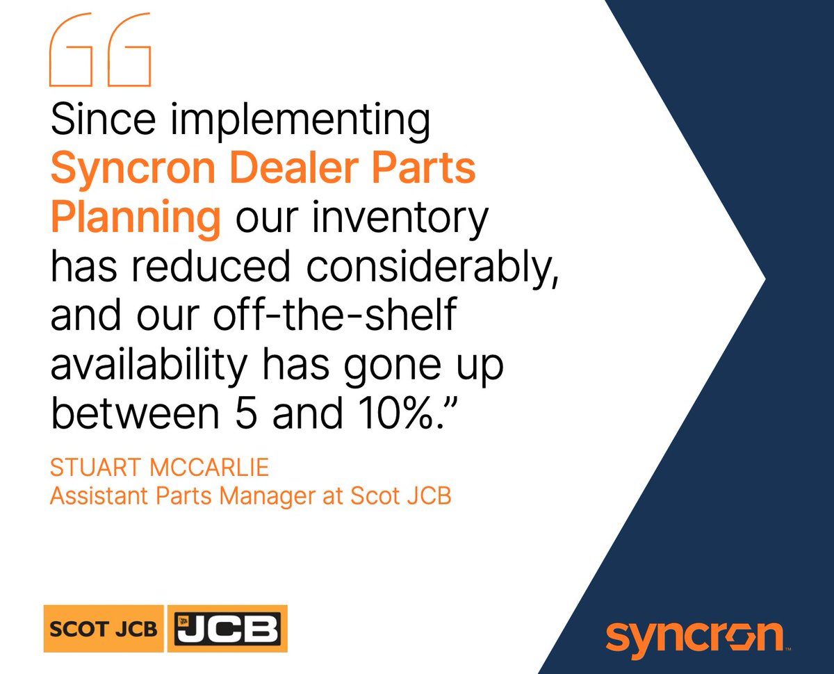 Join industry leaders like Caterpillar, Nissan, and JCB in elevating parts revenue and achieving outstanding customer satisfaction. 

BOOK A DEMO today! syncron.com/request-a-demo…

#SupplyChain #InventoryManagement #Aftermarket