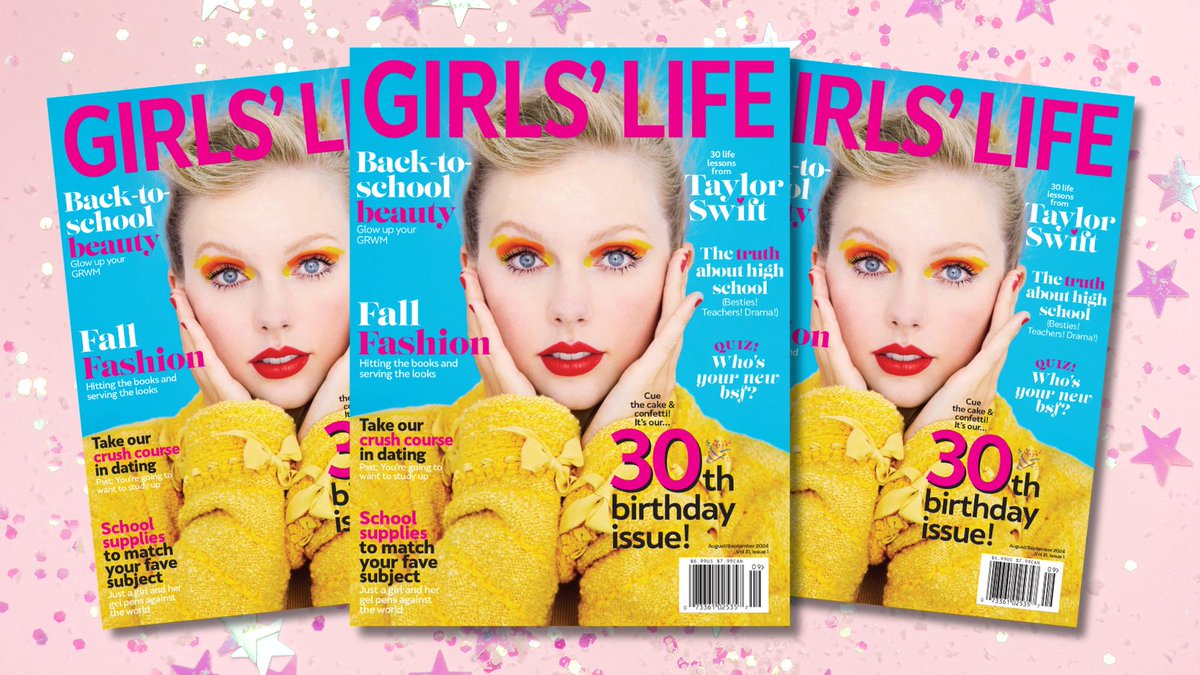 girlslifemag's tweet photo. We don't know about you, but we're feeling 30 (does it have the same ring to it?) 🥳🎈 Catch our exclusive August/September '24 b-day issue featuring TAYLOR SWIFT on newsstands July 16 👑

Sneak a peek ➡️ https://t.co/W6vBICu6dj
@taylorswift13 #TaylorSwift #girlslifemag https://t.co/hss4lj4W78