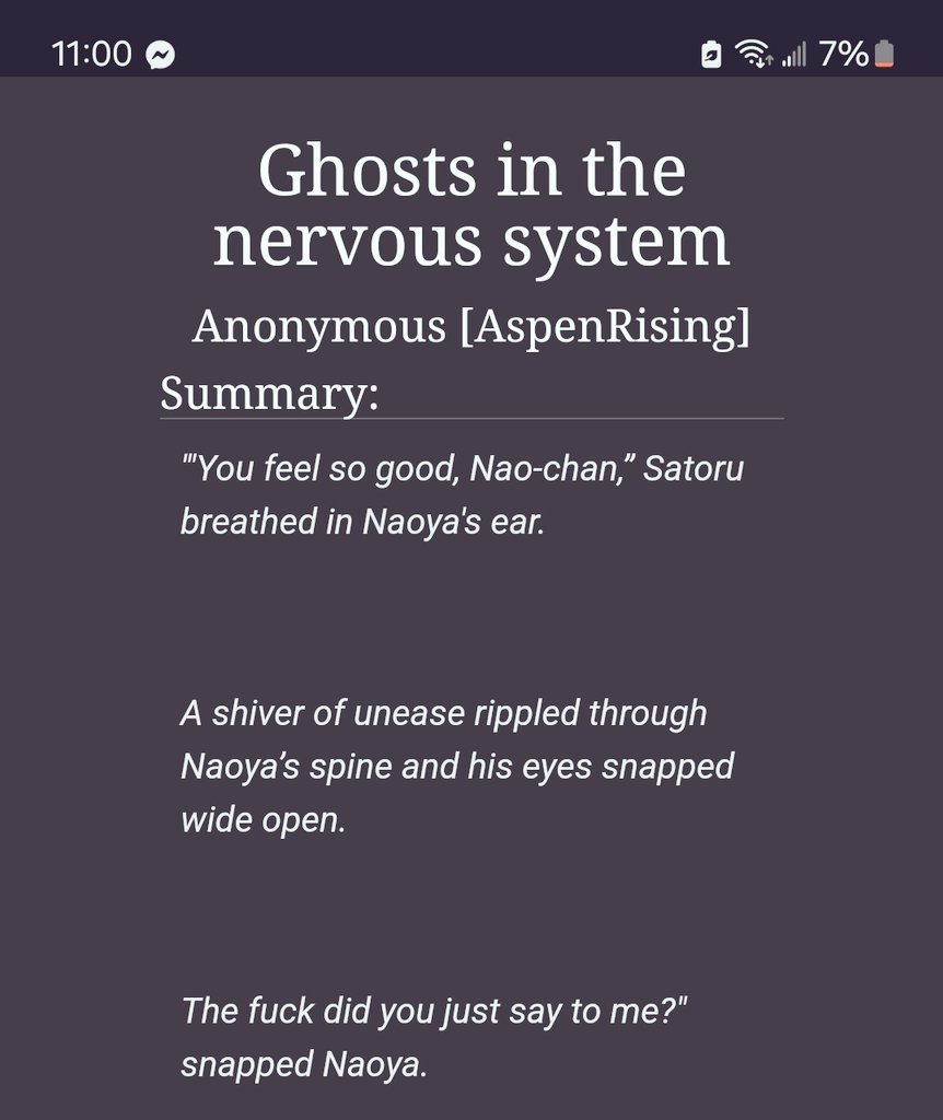AspenFiction's tweet photo. ~Ghosts in the nervous system~

"Satoru has a praise kink. Courtesy of Naobito, Naoya does not."

Day 2: praise kink, degradation 
Cw: flashbacks to underage non-con zenincest 
🔗https://t.co/Oz3ROZz23w

@NaoyaWeek #naoyaweek2024 https://t.co/Z1QoIeZaSj