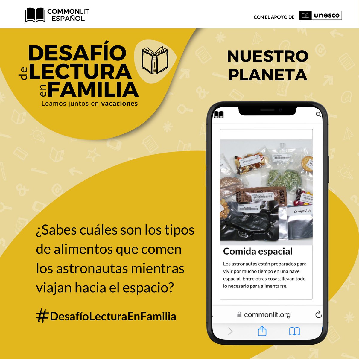CommonLitES's tweet image. Únete al #DesafíoLecturaEnFamilia 
Consulta los textos gratuitos en línea para leer en vacaciones.

1️⃣ Ingresa a bit.ly/3KaccuH 
2️⃣ Da clic en el texto a leer
3️⃣ Cumple el desafío e imprime el certificado

@unesco @unesco_gt @UNESCO_es @UNESCOMexico