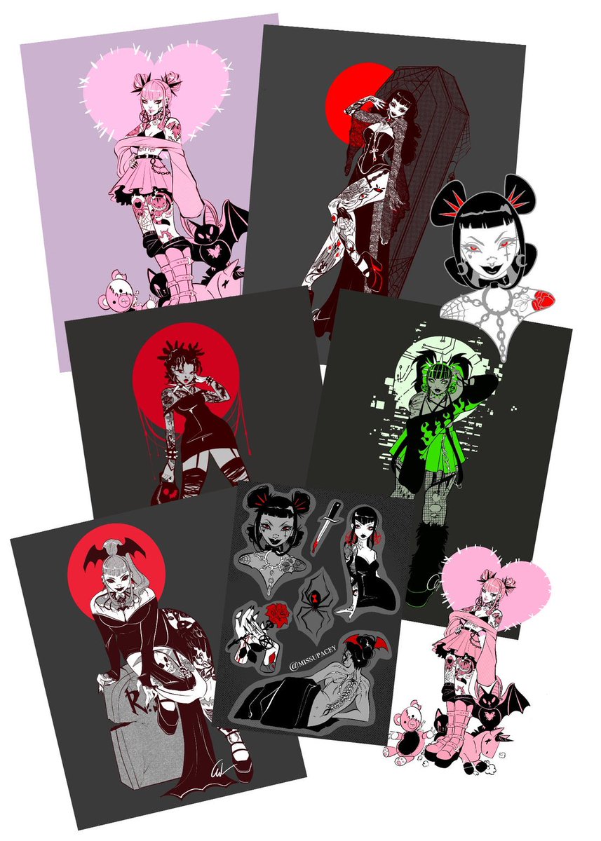 Last weekend to get 5x7, pins and sticker sheets before they are locked away again!! Missupacey.com