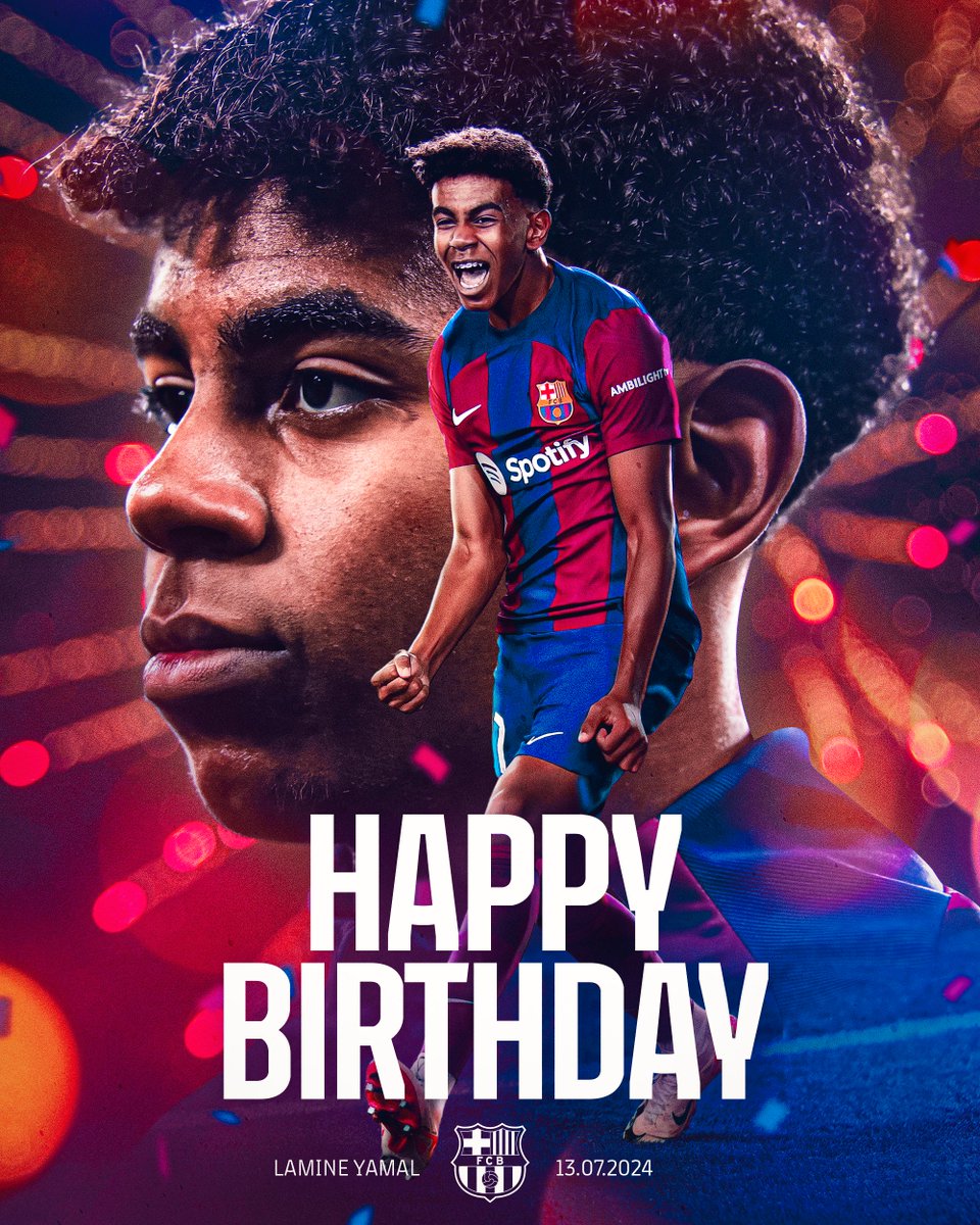 FCBarcelona's tweet image. Happy Birthday, Lamine 🎉