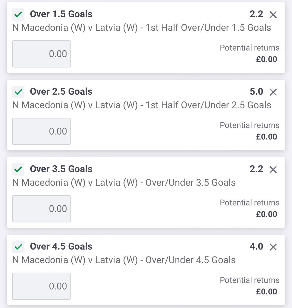 PitchSideTip's tweet photo. North Macedonia W🇲🇰 v Latvia W🇱🇻 

⏰ | (18:00)

- Couple singles I fancy for this game!

📣 | FH O1.5 @ 2.20
📣 | FH O2.5 @ 5.00 
📣 | O3.5 Goals @ 2.20 
📣 | O4.5 Goals @ 4.00 https://t.co/HIQpLipd30