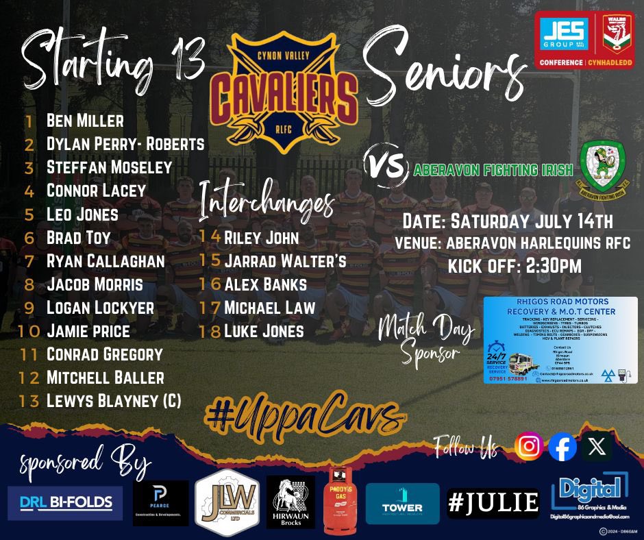 CavsSeniorsRL's tweet photo. Your seniors team to travel to Aberavon tomorrow to take on the fighting Irish 🏉⚔️ Big game in the push for 2nd place in the play offs! https://t.co/gnMQ2nfYhK