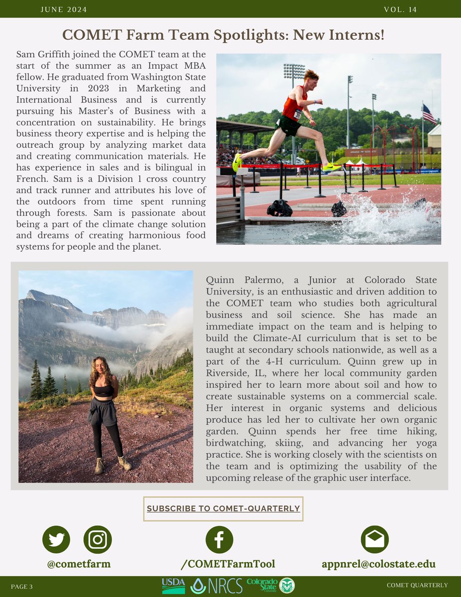CometFarm's tweet photo. Check out our June 2024 COMET Quarterly Newsletter, featuring an update on the new COMET-Farm GUI and introductions to new members of the COMET team! Learn more here: https://t.co/djeEsdO95j https://t.co/0RgUa9BIEB