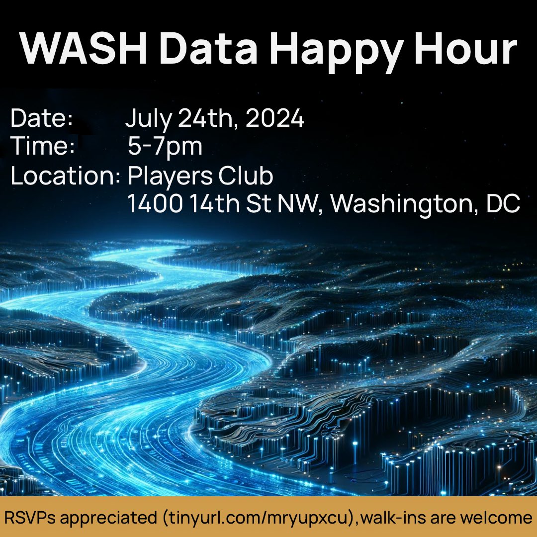 Come mix and mingle with #WASH and #data professionals at this inaugural event!

Comment/share/tag anyone who may be interested. 

RSVPs are appreciated (tinyurl.com/mryupxcu), but walk-ins are welcome.<a href="/SEGURAConsult/">SEGURAConsultingLLC</a> <a href="/USAIDWater/">USAID Water 💧🚽🧼</a> <a href="/ItadLtd/">Itad</a> @EnCompass_World <a href="/akvo/">The Akvo team</a>