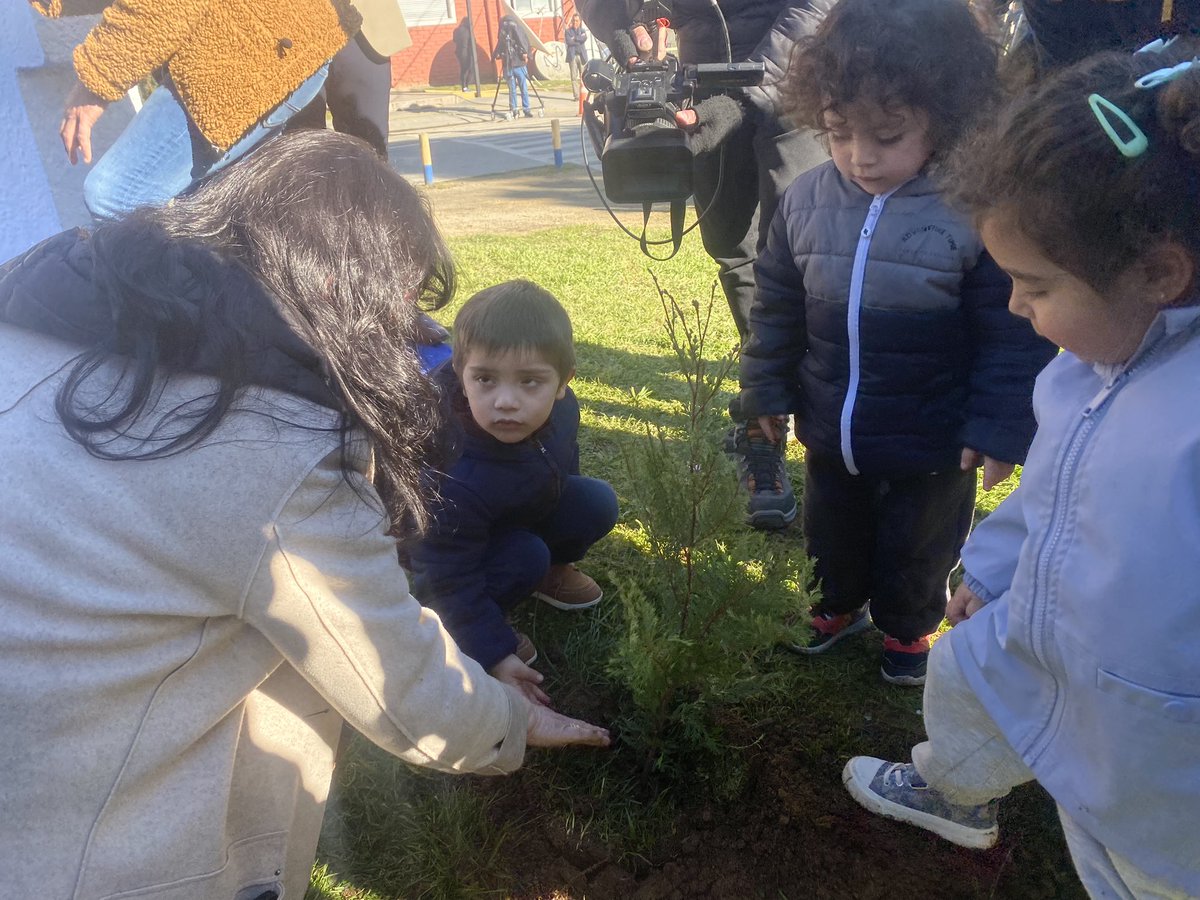 vrim_udec's tweet photo. Con una ceremonia en el exterior de #TVU y junto a niños del #Cedin, comenzó la iniciativa Árboles, Salud y Vida, de @forestalesudec en colaboración con #VRIMUdeC y @TVU_television. Se plantaron árboles nativos: Ciprés de la Cordillera, Araucaria y Queule, entre otras especies. https://t.co/T3SWLyWZil