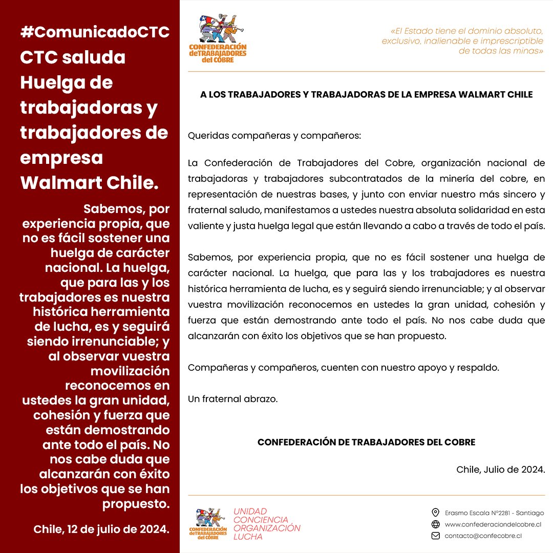 Confederación de Trabajadores del Cobre #CTC tweet media