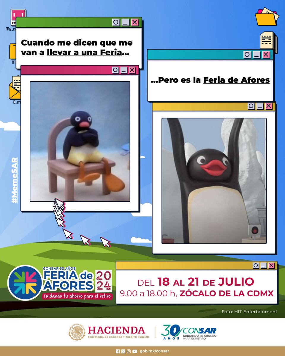 Si te van a llevar a una Feria 🎡 , que sea a la Feria de Afores. Aprovecha esta oportunidad y comienza a construir tu patrimonio pensionario.

¡Nos vemos del 18 al 21 de julio en el Zócalo de la CDMX! 😉

#FeriaDeAfores2024 😎 🎉
