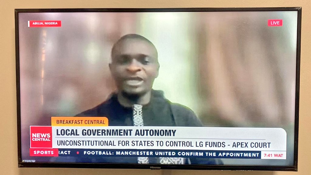 UcheCODE's tweet photo. Was a guest on @NewsCentralTV Breakfast show to share my thoughts on the Fiscal implications of the #LGAAutonomy judgement of the Supreme Court and how @Connected_dev is leading  #AccountableLGA conversations to #RebuildTrustNG in government
Watch 👇

https://t.co/ZGy9HEP7R4 https://t.co/7IpXaZoxaT