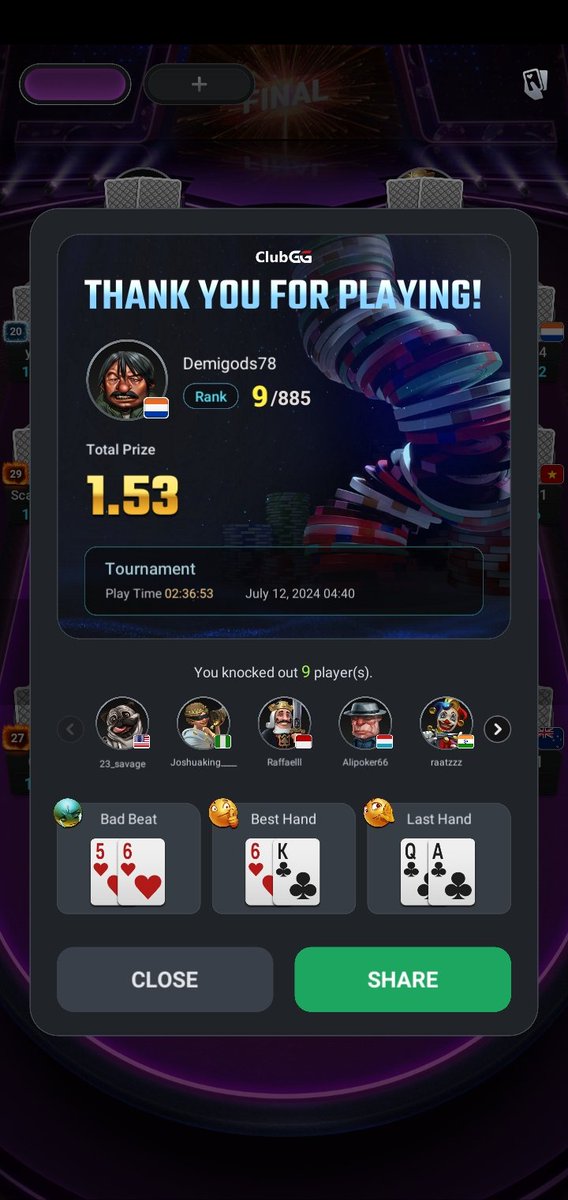 Demigods788's tweet photo. Won 9th place in the poker tournament @DevilFish_NFT 
Thank you @DevilFish_NFT Happy to be able to participate 

Come join, Next month they will hold a tournament with big prizes 🔥 https://t.co/ZjXXsrHeD6