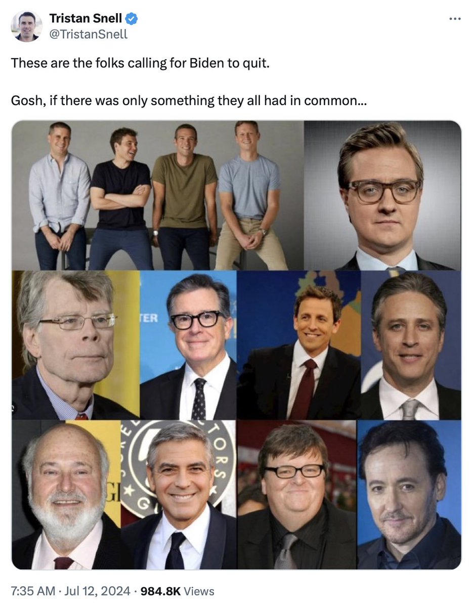 White guy implies racism is why several white guys are urging a different white guy not to run for president is the absolute state of things, just the peak of the discourse.