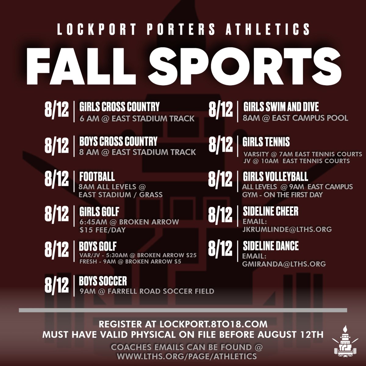 ONE MONTH until Fall Sports - Rememer to register and get your physicals turned in.  #porterpride